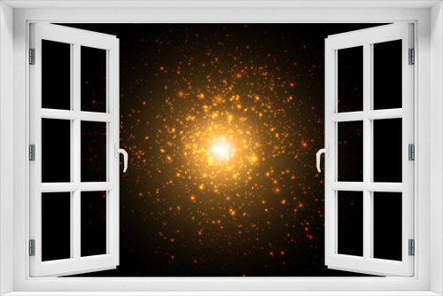 Fototapeta Naklejka Na Ścianę Okno 3D - The dust sparks and golden stars shine with special light. Vector sparkles on a transparent background. Christmas light effect. Sparkling magical dust particles.