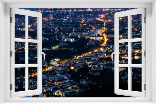 Fototapeta Naklejka Na Ścianę Okno 3D - Beautiful cityscape night view wallpaper background