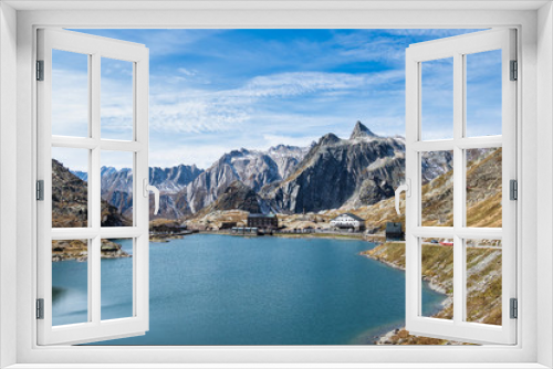 Fototapeta Naklejka Na Ścianę Okno 3D - The lake and pass of the Great St. Bernard Pass in Canton of Valais, Switzerland