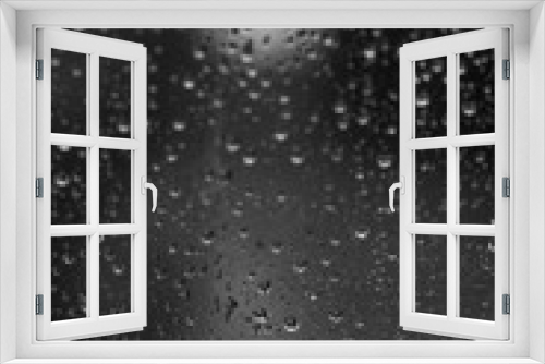 Fototapeta Naklejka Na Ścianę Okno 3D - gotas de lluvia en ventana en blanco y negro