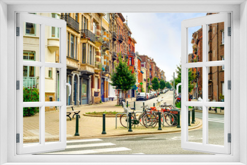 Fototapeta Naklejka Na Ścianę Okno 3D - Cityscape, street, bicycles, Brussels, Belgium
