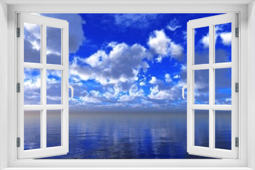 beautiful sky panorama over the sea, seascape with beautiful clouds, 3D rendering