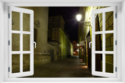 Fototapeta Naklejka Na Ścianę Okno 3D - Dark city street in the night