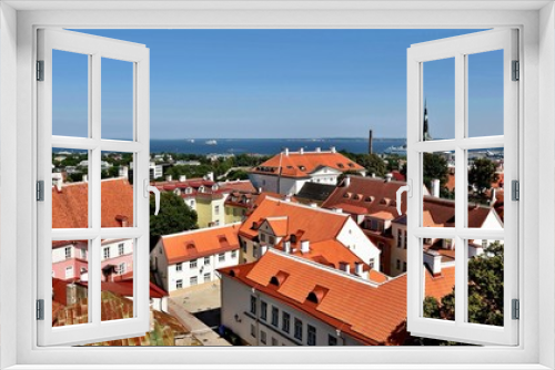 View of the old city. Tiled roofs. Tallinn. Estonia.