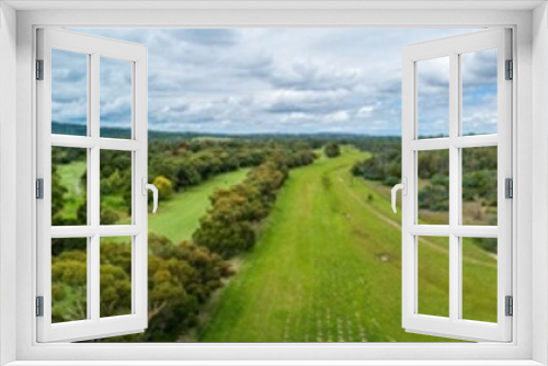 Fototapeta Naklejka Na Ścianę Okno 3D - Wide aerial panorama of Rowville Golf Course and reserve in Melbourne, Australia