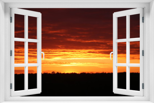 Fototapeta Naklejka Na Ścianę Okno 3D - red sunset over the field