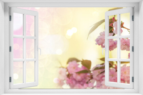 Fototapeta Naklejka Na Ścianę Okno 3D - pastelowe tło z kwiatami drzew ogrodowych