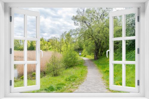 Fototapeta Naklejka Na Ścianę Okno 3D - Path along Radunia river in Juszkowo, Poland.