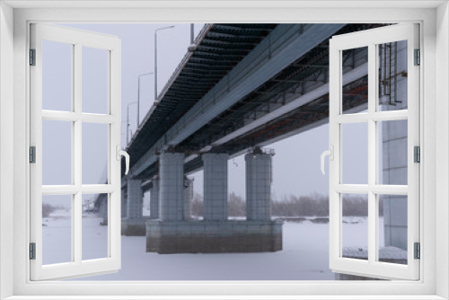 Fototapeta Naklejka Na Ścianę Okno 3D - The bridge across the Ob River in the city of Barnaul Russia