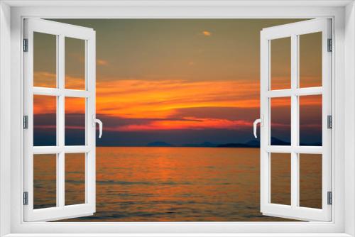 Fototapeta Naklejka Na Ścianę Okno 3D - tramonto rosso sul mare con isola in croazia