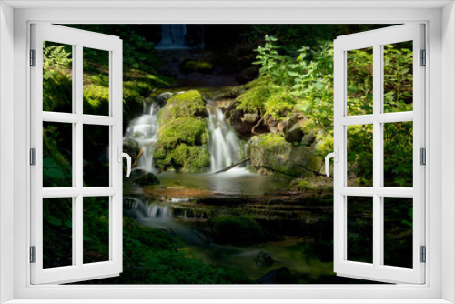 Fototapeta Naklejka Na Ścianę Okno 3D - Mossy Rocks Waterfall 1