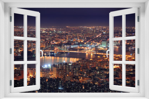 Fototapeta Naklejka Na Ścianę Okno 3D - New York City Manhattan skyline aerial view at dusk