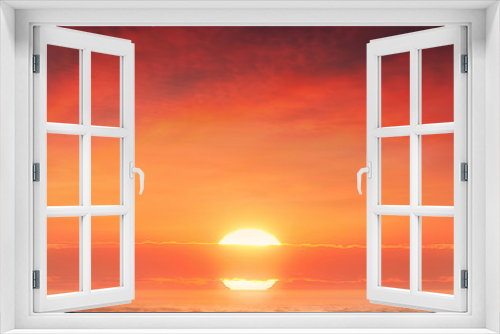 Fototapeta Naklejka Na Ścianę Okno 3D - background of amazing red sunset with big sun