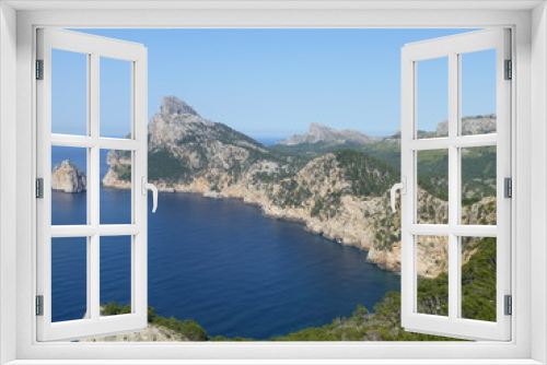 Fototapeta Naklejka Na Ścianę Okno 3D - Coast panorama view with blue sky and blue sea, Mallorca