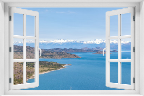 Fototapeta Naklejka Na Ścianę Okno 3D - View of mountains and General Carrera lake - Chile Chico - Aysén, Chile