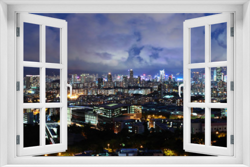 Fototapeta Naklejka Na Ścianę Okno 3D - Hong Kong downtown at night