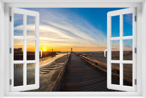 Fototapeta Naklejka Na Ścianę Okno 3D - Wooden Pier and Lighthouse