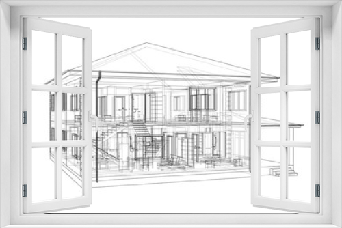 Fototapeta Naklejka Na Ścianę Okno 3D - Abstract vector sketch of a house