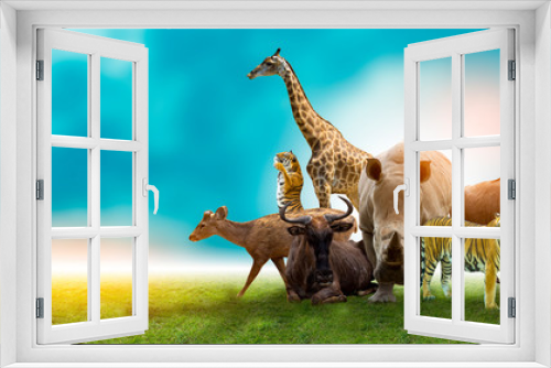 Fototapeta Naklejka Na Ścianę Okno 3D - Wildlife Conservation Day Wild animals to the home. Or wildlife protection