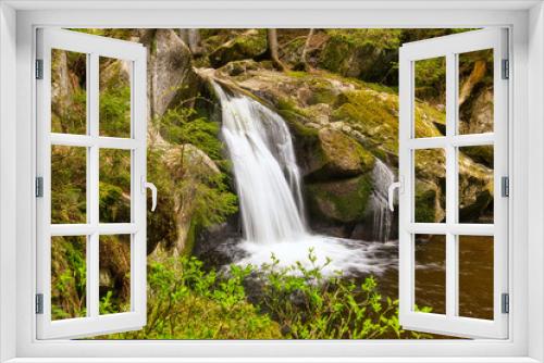 Fototapeta Naklejka Na Ścianę Okno 3D - Kleiner Bachlauf mit einem schönen Wasserfall im Hotzenwald
