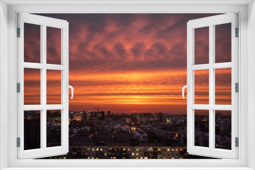 Fototapeta Naklejka Na Ścianę Okno 3D - Beautiful sunset on city