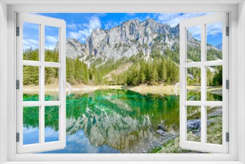 Fototapeta Naklejka Na Ścianę Okno 3D - Beautiful Green Mountain lake