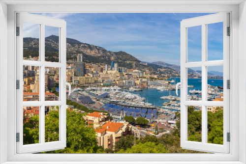 Fototapeta Naklejka Na Ścianę Okno 3D - Panoramic view on bay of Monaco from top