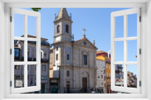 Fototapeta Naklejka Na Ścianę Okno 3D - The São José das Taipas Church (St. Joseph of Taipas) is a neoclassical temple planned by Carlos Amarante (1795-1818), Porto, Portugal.