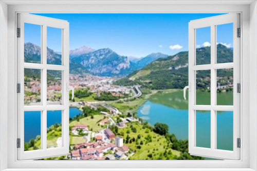 Fototapeta Naklejka Na Ścianę Okno 3D - aerial view of the city of Civate and Lake Annone, Lecco province, Italy
