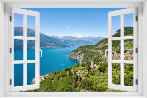 Fototapeta Naklejka Na Ścianę Okno 3D - Aerial view of the village of Varenna and Vezio on Lake Como, Italy