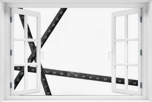 Fototapeta Naklejka Na Ścianę Okno 3D - Black Measure tape isolated on white background. Weight loss, diet, overweight concept. Copy space