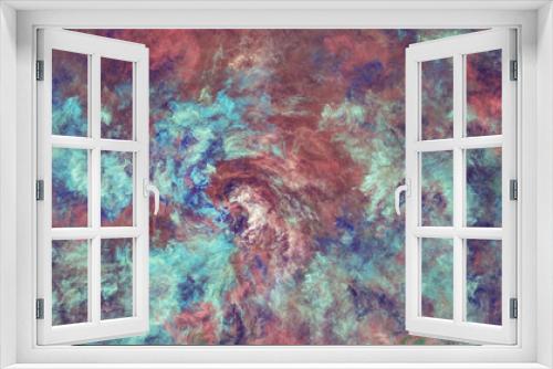 Fototapeta Naklejka Na Ścianę Okno 3D - Abstract teal and brown fantastic clouds. Colorful fractal background. Digital art. 3d rendering.