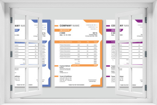 Printable invoice template Design With 3 Colors