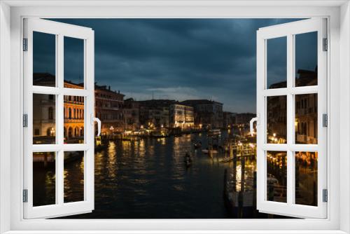 Fototapeta Naklejka Na Ścianę Okno 3D - Venice, ITALY - AUGUST 12: Night view of Grand Canal on August 12th 2014 in Venice, Italy.