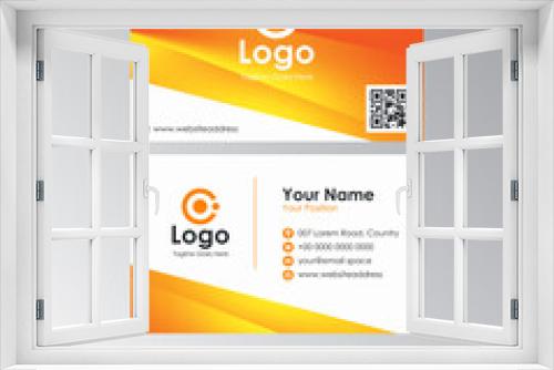 abstract geometric orange yellow business card design, professional name card template vector