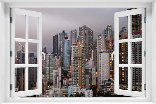 Fototapeta Naklejka Na Ścianę Okno 3D - atardecer en hong kong