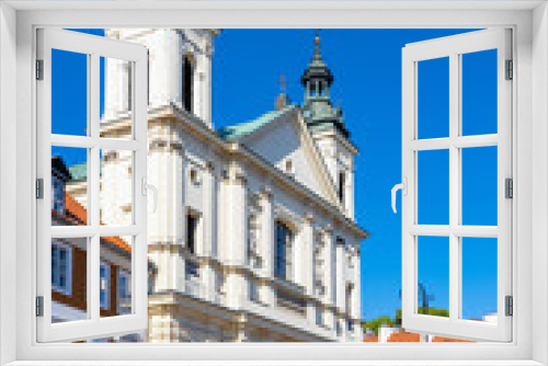 Fototapeta Naklejka Na Ścianę Okno 3D - Facade of Pauline Order Church of Holy Spirit - kosciol sw. ducha - at Freta street in historic New Town quarter of Warsaw, Poland