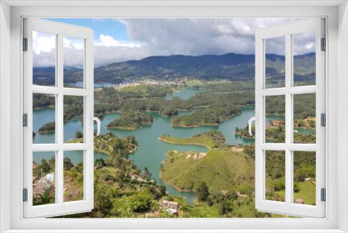 Fototapeta Naklejka Na Ścianę Okno 3D - View of Guatape Reservoir, taken from Guatape Rock, near Medellin