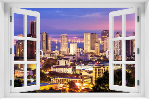 Fototapeta Naklejka Na Ścianę Okno 3D - Cityscape view of George Town Penang during dawn