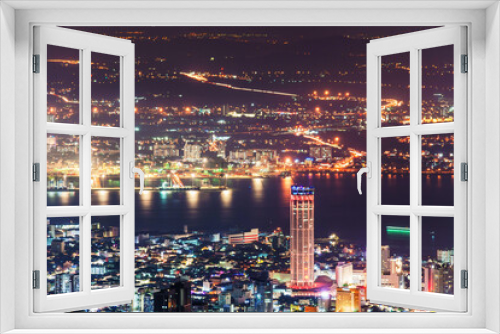 Fototapeta Naklejka Na Ścianę Okno 3D - George Town city view from Penang Hill, Pulau Pinang Malaysia