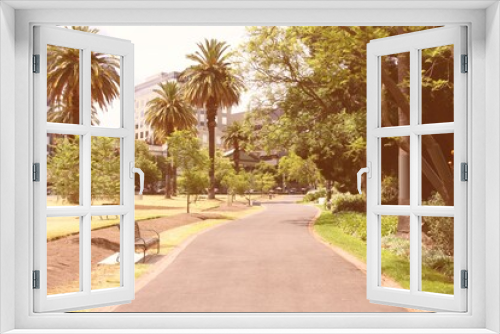 Fototapeta Naklejka Na Ścianę Okno 3D - Melbourne park. Vintage filter toned color image.