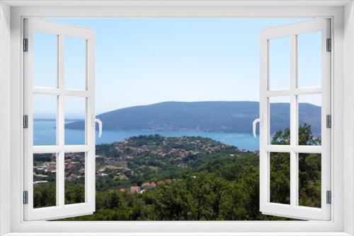 Fototapeta Naklejka Na Ścianę Okno 3D - view to Bay of Kotor - green hills and small towns