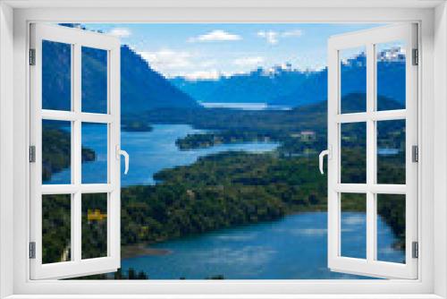 Fototapeta Naklejka Na Ścianę Okno 3D - View from Villa Campanario in San Carlos de Bariloche, Patagonia, Argentina - picturesque landscape of blue water lakes and mountains, a famous tourist destination in Patagonia. 