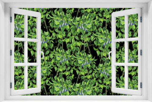 Fototapeta Naklejka Na Ścianę Okno 3D - Watercolor Seamless pattern of different house plants. Hand drawn indoor green plants in flower pots. Decorative greenery backdrop perfect for fabric textile, scrapbooking or wrapping paper.