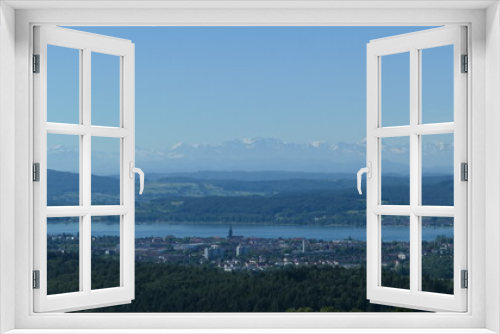 Fototapeta Naklejka Na Ścianę Okno 3D - Radolfzell mit Alpenpanorama