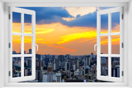 Fototapeta Naklejka Na Ścianę Okno 3D - Panorama of Belo Horizonte Skyline Cityscape During a Beautiful and Colorful Sunset Sky