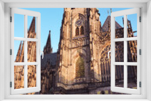 Fototapeta Naklejka Na Ścianę Okno 3D - The medieval gothic St. Vitus Cathedral in Prague.