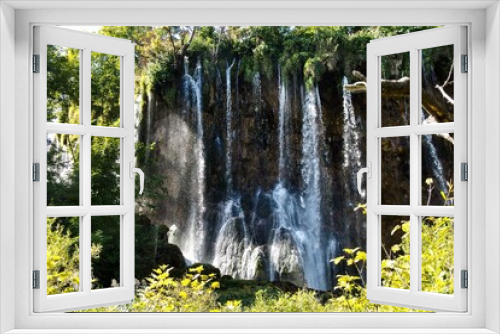 Fototapeta Naklejka Na Ścianę Okno 3D - Large, epic landscape in Plitvice Lakes National Park, Croatia. Nacionalni park Plitvicka Jezera, one of the oldest and largest national parks in Croatia. UNESCO World Heritage. Beautiful outstanding.