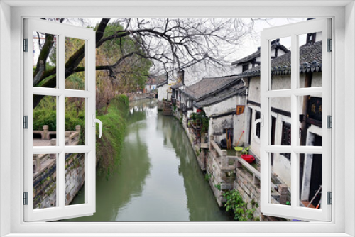 Fototapeta Naklejka Na Ścianę Okno 3D - Rivers and dwellings in ancient water towns in South China