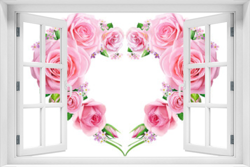 Fototapeta Naklejka Na Ścianę Okno 3D - Heart of pink roses